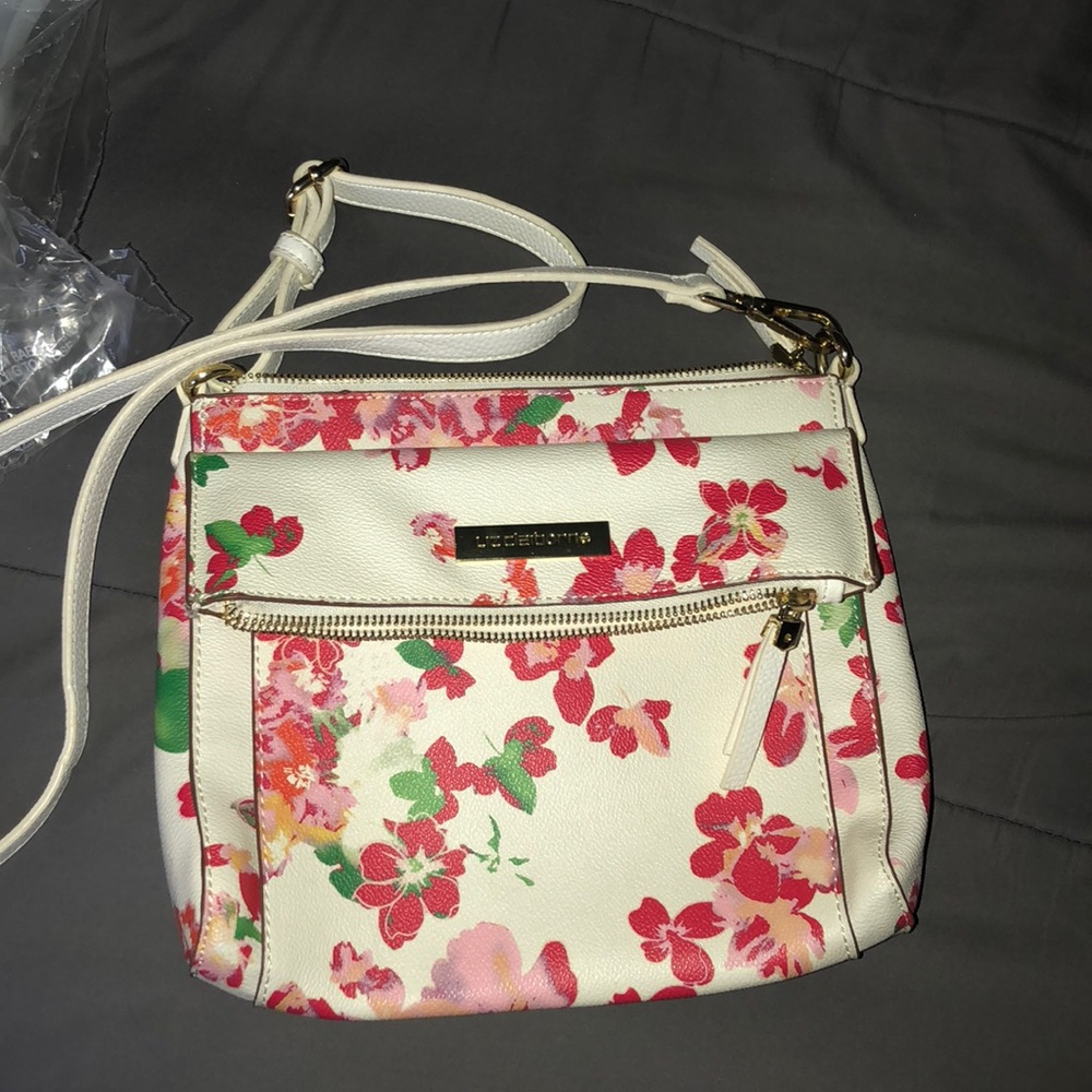 Pretty floral cross bag with red pink and white